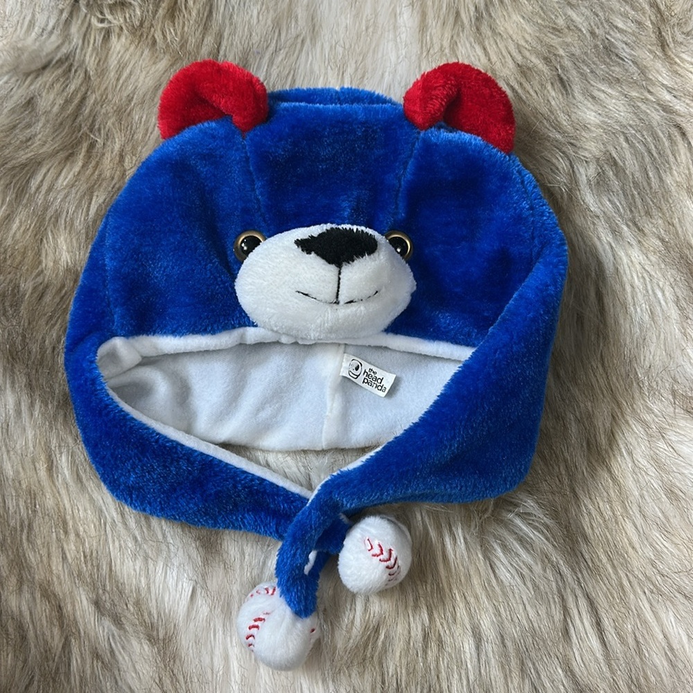 The Head Panda Blue and Red Plush Bear Hat for Kids